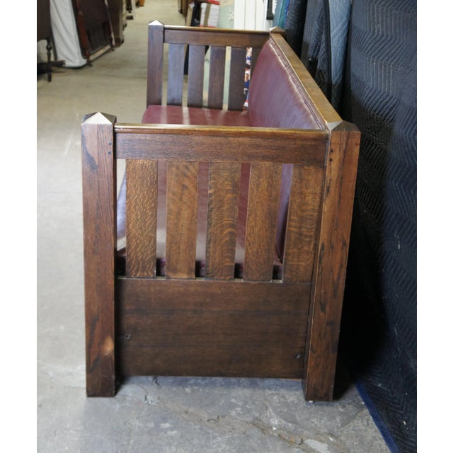 Late 19th Century Antique Kroehler Mission Quartersawn Oak Sofa Couch Unifold Davenport Bed For Sale - Image 6 of 12