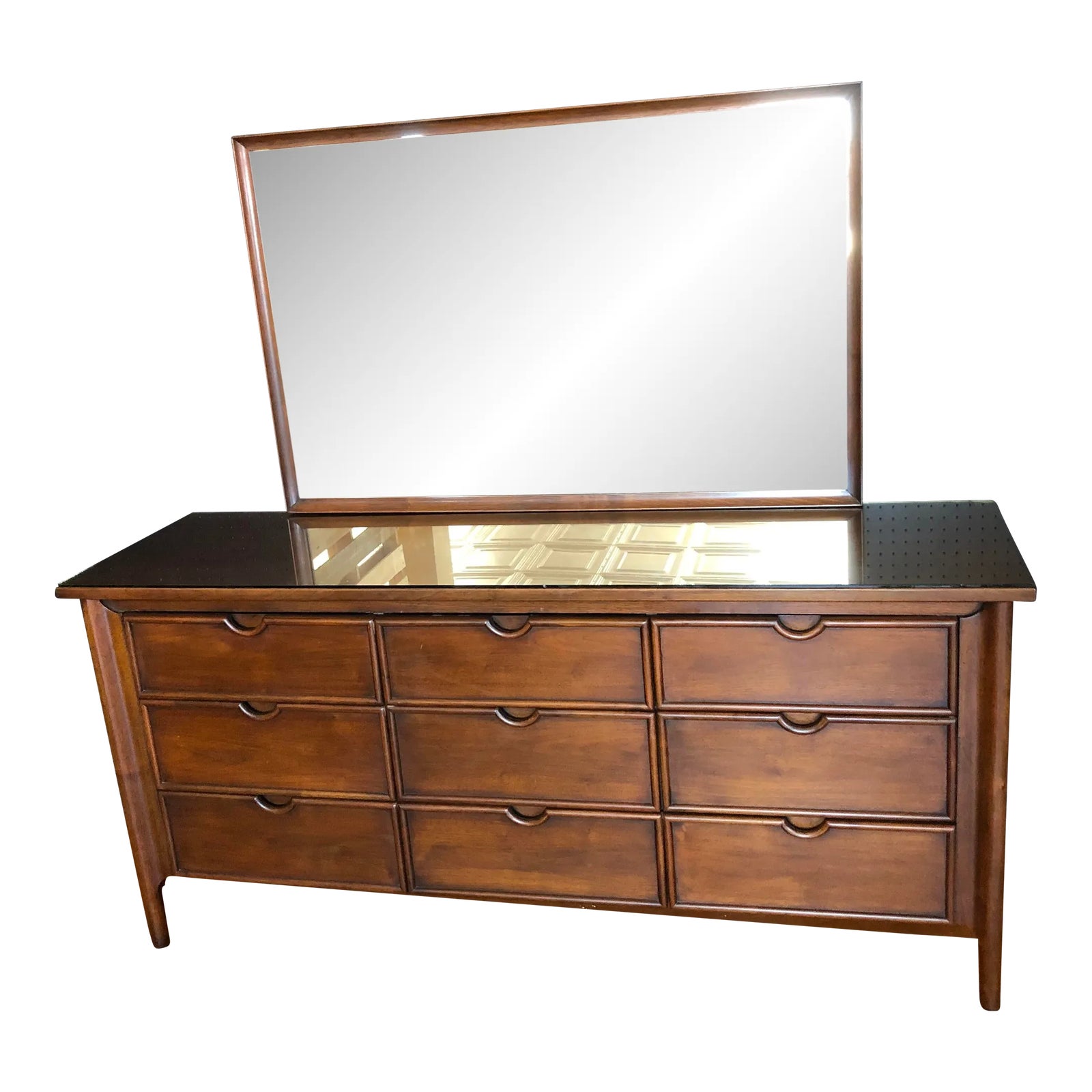 1970s Ramseur 9 Drawer Dresser With Mirror | Chairish