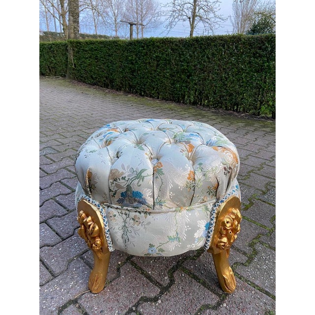 French Late 20thC French Louis XVI Gold Beech Pistachio Bench For Sale - Image 3 of 8