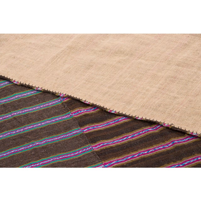 Textile Vintage Panelled Kilim Wool Rug With Pink Stripes by Rug & Kilim, 1950-1959 For Sale - Image 7 of 9