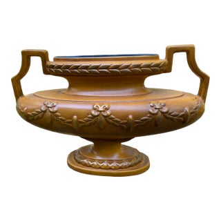 Haeger Mid-Century Modern Double Square Handled Urn Shaped Vase With Gold Gilding For Sale