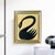 A commanding and deeply elegant original painting featuring a majestic black swan set against a warm golden cream...