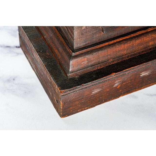 Wood Tiered Architectural Antique Carved Wood Pedestal for Home or Collector Art Statue Display For Sale - Image 7 of 10