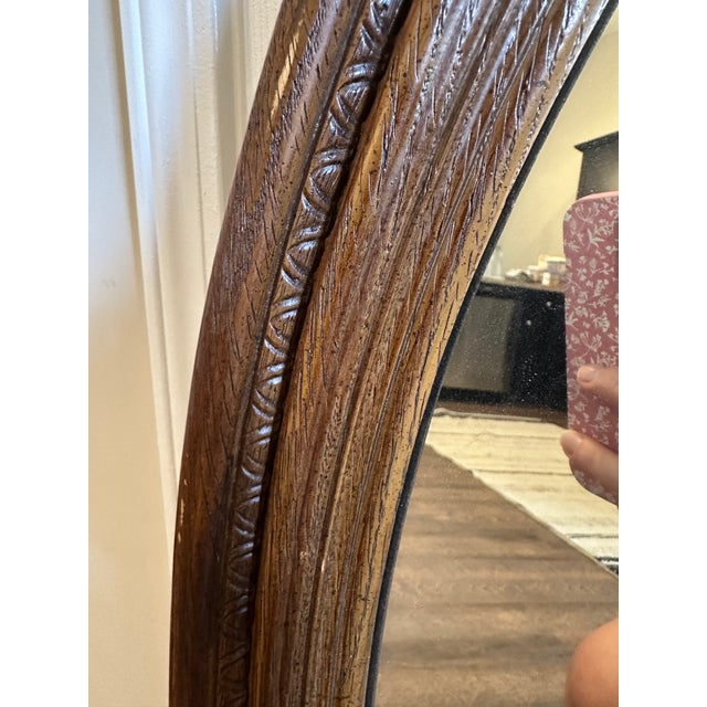 Thomasville 1970s Vintage Thomasville Furniture Solid Wood Gothic Cathedral Arched Wall Mirror For Sale - Image 4 of 4