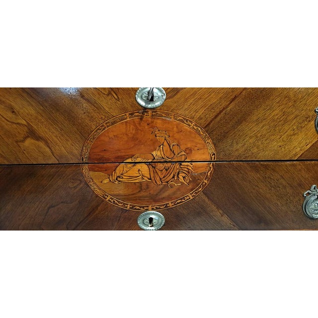 Brown Antique Inlaid Chest of Drawers, 1800s For Sale - Image 8 of 11