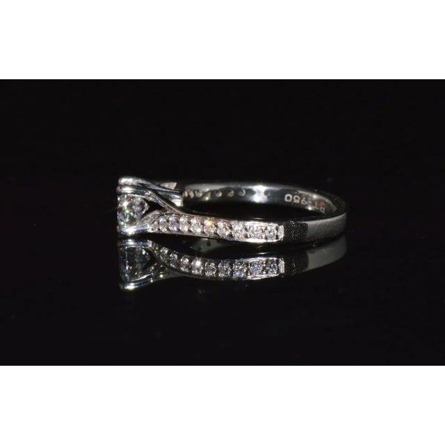 Early 21st Century GIA Certified Natural 0.69CTS VVS E Diamond Solid 950 Platinum Designer Ring, size 4 For Sale - Image 5 of 11