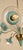 Mid-Century Modern Mid-Century Modern Italian Brass and Turquoise 6-Arm Chandelier With Etched Glass Shades, 1950s For Sale - Image 3 of 5
