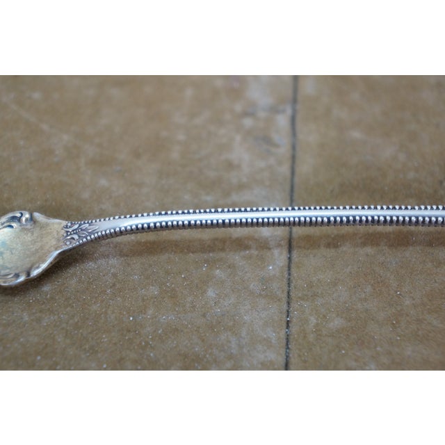 Early 20th Century Antique Towle Sterling Silver Long Canterbury Olive Pickle Serving Fork For Sale - Image 5 of 10
