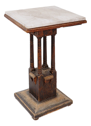 Pedestal Table in Wood and Marble