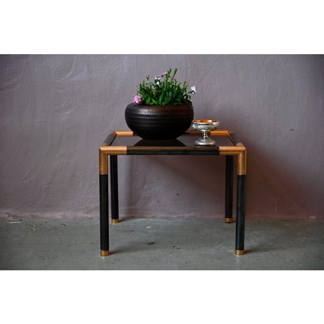Italian Modern Side Table in Black and Gold Metal with Smoked Glass, 1970s For Sale - Image 14 of 14