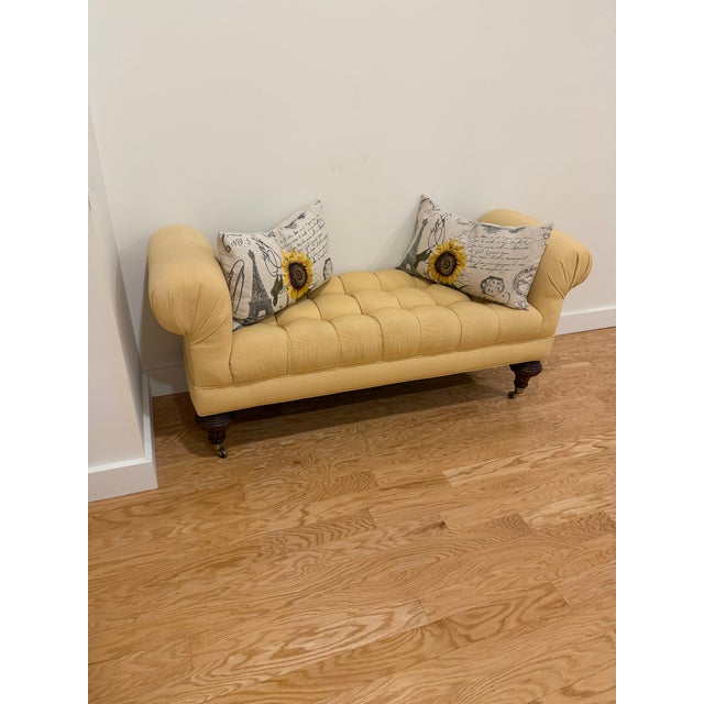 Beautiful Cream Yellow Chesterfield Settee For Sale - Image 4 of 12