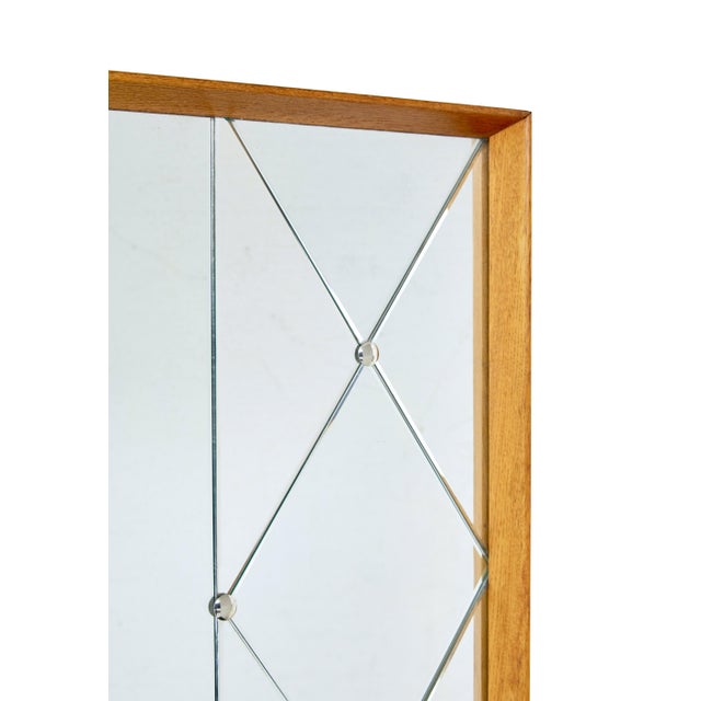 Mid-Century Swedish Oak Framed Harlequin Wall Mirror, 1960 For Sale - Image 4 of 7