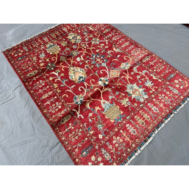 Islamic Hand-Knotted Afghan Chobi Ziegler Sultanabad Rug - 6'5" X 5'0" For Sale - Image 3 of 12