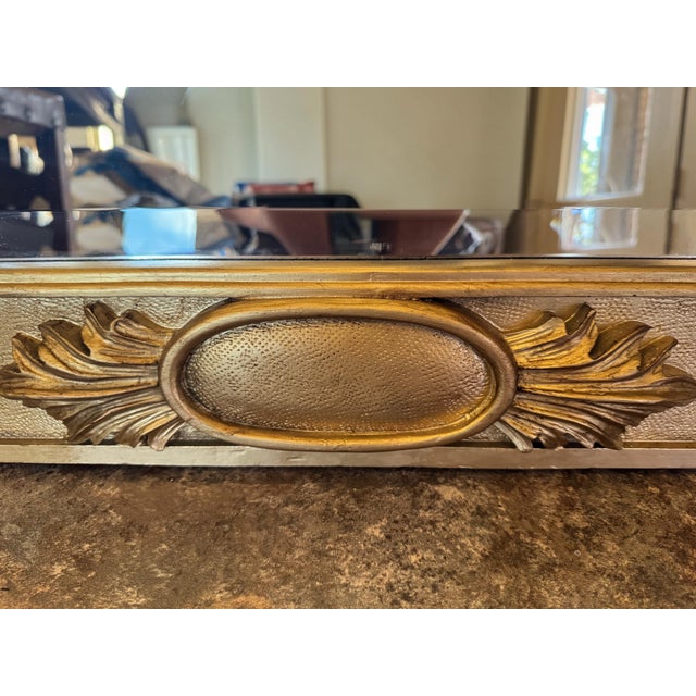 Large Baroque-Style Gilt Carved Lion Crest Mirror, 52” X 34” For Sale - Image 9 of 11