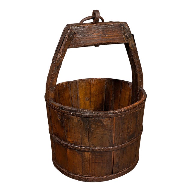 Large Antique Country Garden Well Bucket, English, Planter, Georgian, Fuel Store For Sale