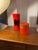 Heikki Orvola for Nuutajarvi Notsjo Oranfe Vase with Black Circle Design. Vase was designed in several sizes. Very Iconic...