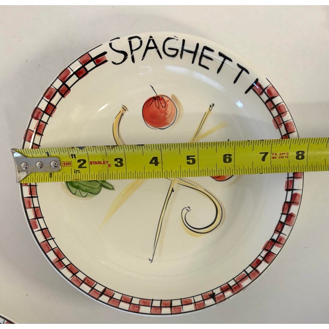 Italian Late 20th Century Italian Bistro “Pasta for 4” Ceramic Bowl Set by Tabletop Unlimited, 5-Piece Handpainted Eclectic For Sale - Image 3 of 9