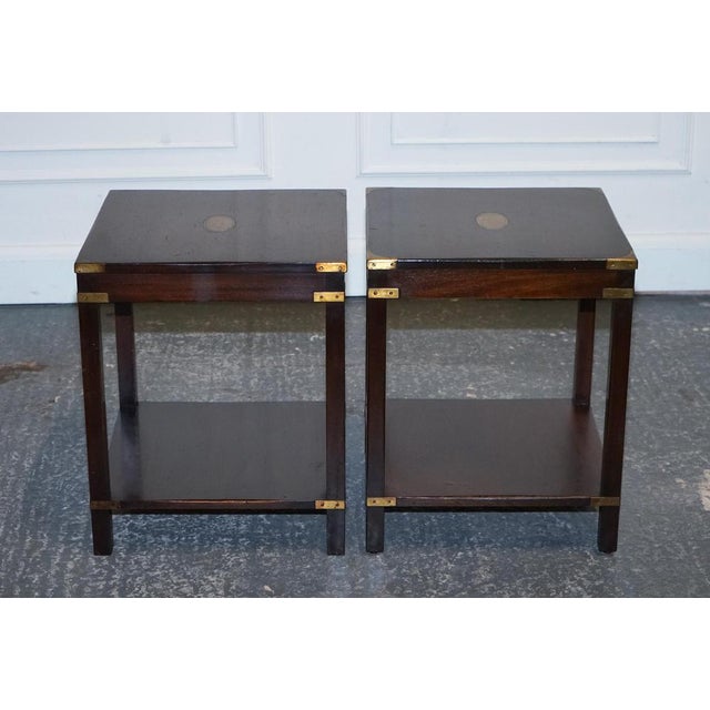 English Bevan Funnell Military Campaign Nightstands, Set of 2 For Sale - Image 5 of 17