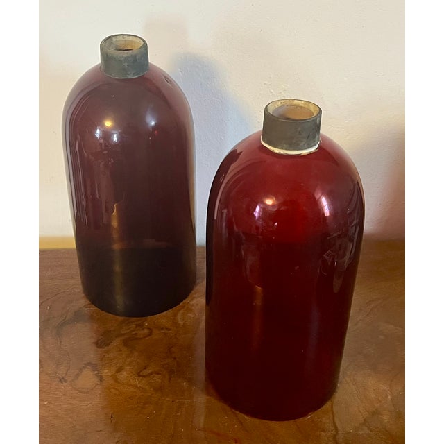 Antique 19th Century American Classical Blown Amethyst Glass Hurricane Wall Sconce Shades - A Pair For Sale - Image 4 of 13