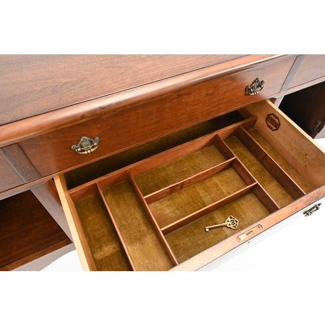 Baker Furniture Queen Anne Revival Walnut Sideboard, Circa 1920s | Newly Refinished For Sale - Image 13 of 18
