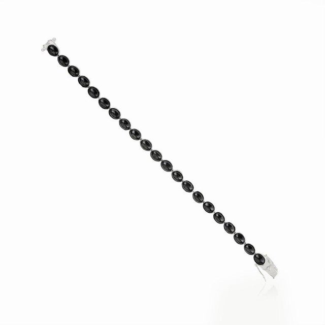 Black 925 Sterling Silver Black Onyx Bohemian Tennis Bracelet for Him For Sale - Image 8 of 11