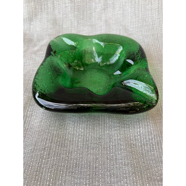 Chunky 60's Blenko Style Green Glass Catchall Ashtray For Sale - Image 15 of 15