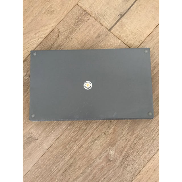 Wood Pigeon & Poodle Maranello Steel Blue/White Abaca Medium Tray For Sale - Image 7 of 9