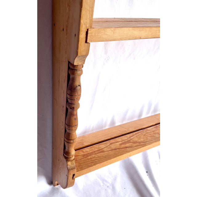 Brown Vintage Natural Pine Wall Shelf Plate Rack For Sale - Image 8 of 15