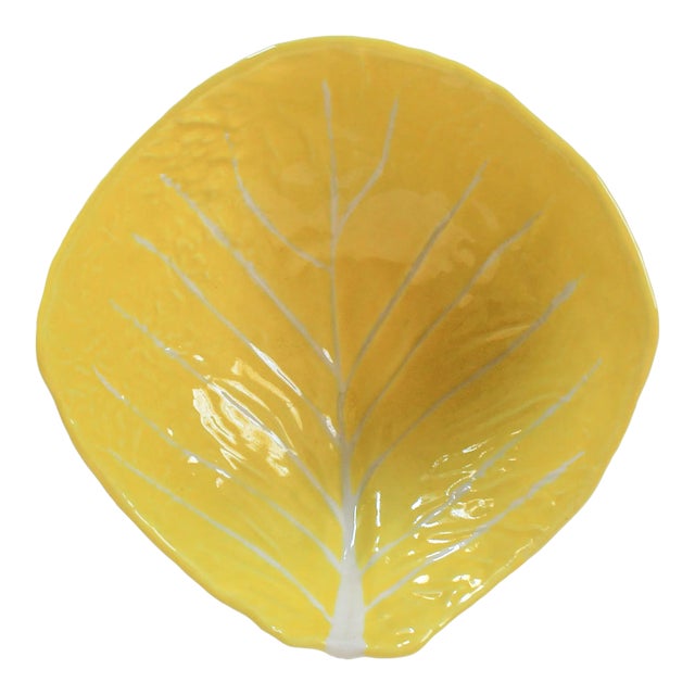 Vintage Yellow Cabbage Leaf Severing Bowl by Secla For Sale