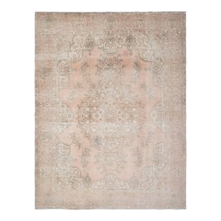 1970s Vintage Persian Handmade Wool Cotton Orange Area Rug For Sale