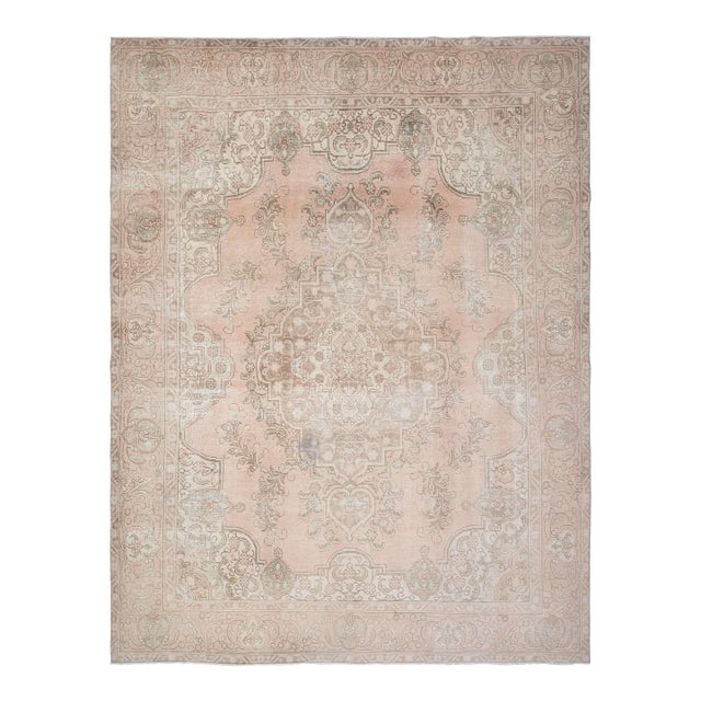 1970s Vintage Persian Handmade Wool Cotton Orange Area Rug For Sale