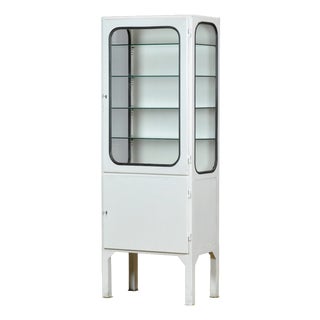 Vintage Glass and Iron Medical Cabinet, 1970s For Sale