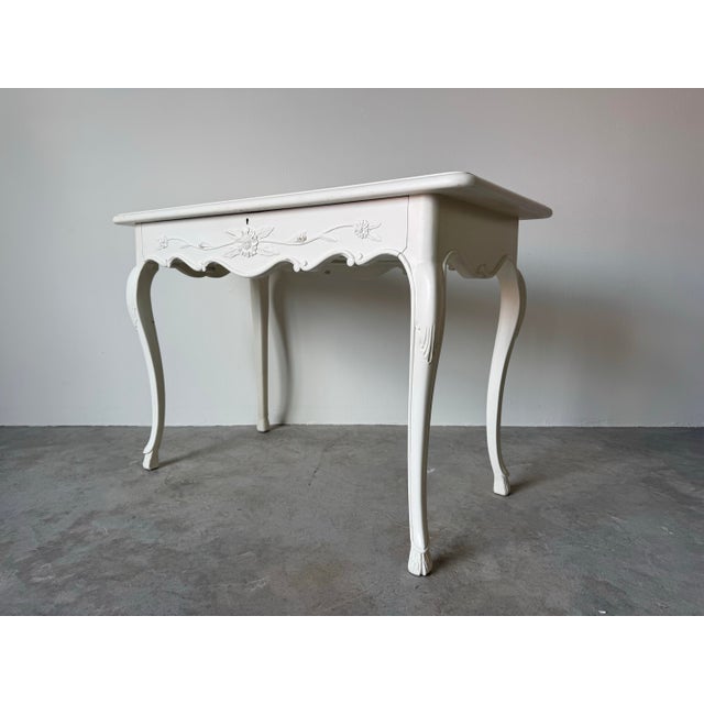 Vintage French Provincial White Painted Foyer Console / Secretary Desk by Auffray & Co. For Sale - Image 10 of 12
