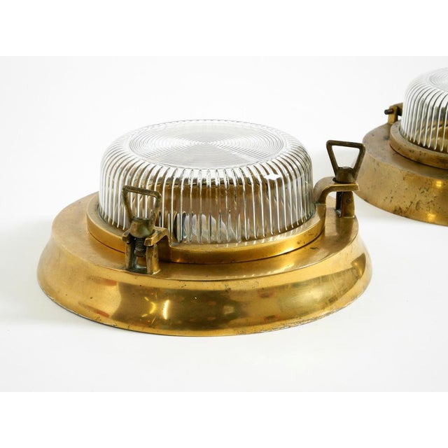 Large Maritime Ship Wall Lamps in Brass and Glass, 1950s, Set of 2 For Sale - Image 9 of 18