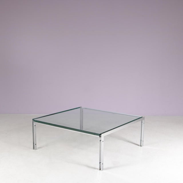 Coffee Table with Chrome Frame and Glass Top by Hank Kwint for Metaform, Netherlands, 1960s For Sale - Image 14 of 14