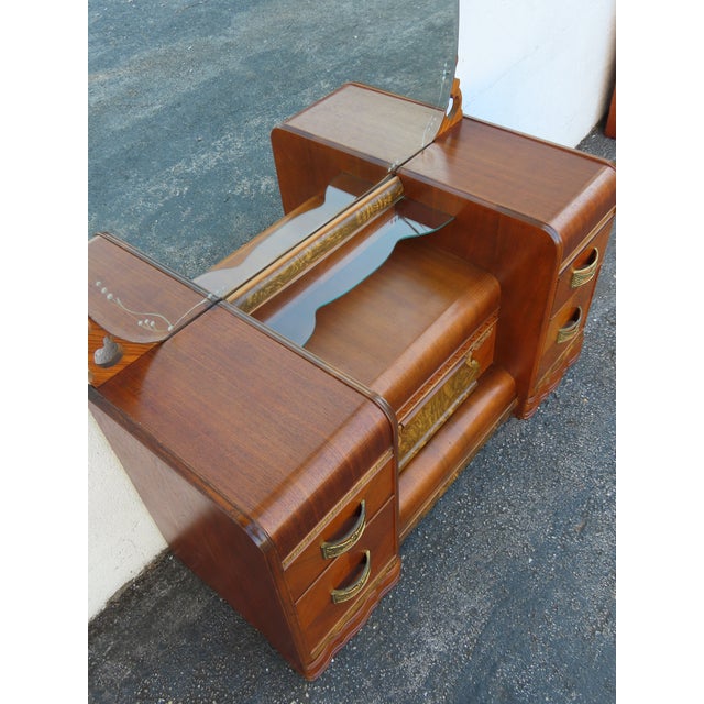 1920s Art Deco Water Fall Inlay Vanity Makeup Table 6300 For Sale - Image 11 of 18