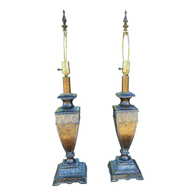 1980s Berman Constructed Metal Lamps - a Pair For Sale