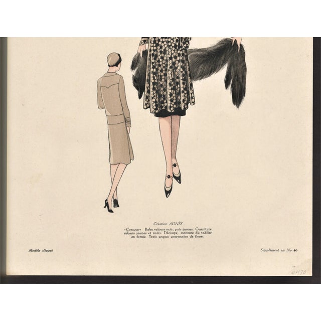 Art Deco 1920s French Art Deco Couture Fashion Print For Sale - Image 3 of 5
