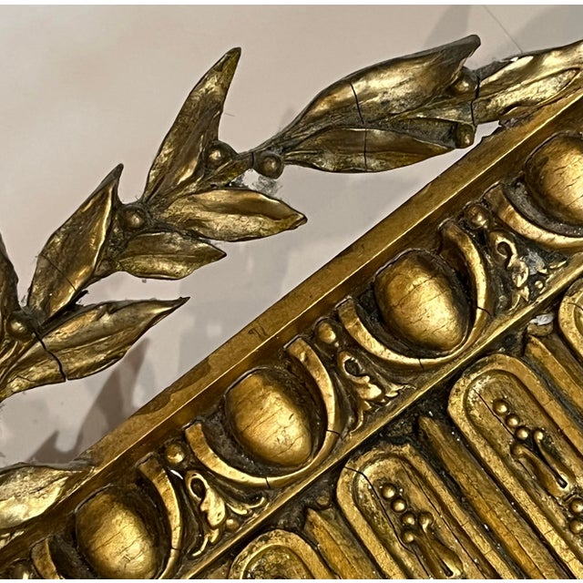 Antique French Guilded Gold Carved Wood Canopy Crown Wood Bed Crown