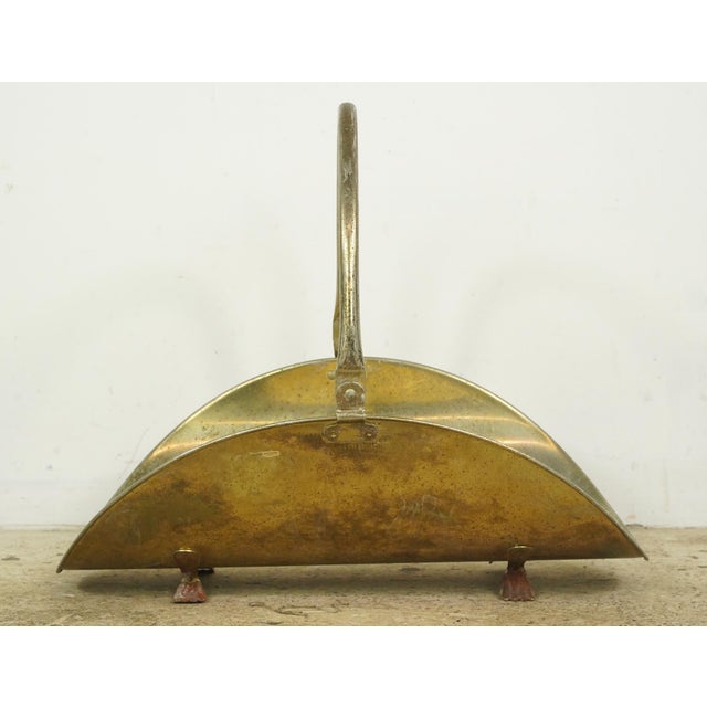 Vintage Brass Plated Steel Firewood Log Holder For Sale - Image 4 of 8