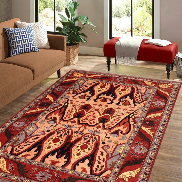 Create a new dimension of style in your home with this breathtaking semi-Vintage hand-knotted Kargahi rug featuring...
