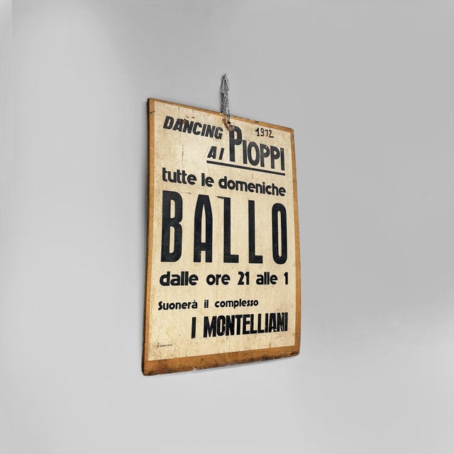 Mid-Century Modern Mid-Century Modern Italian Wooden Advertising Sign, 1970s For Sale - Image 3 of 16