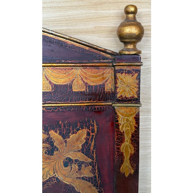 Italian 19th Century Italian Polychrome Queen Headboard in Garnet and Gold For Sale - Image 3 of 5