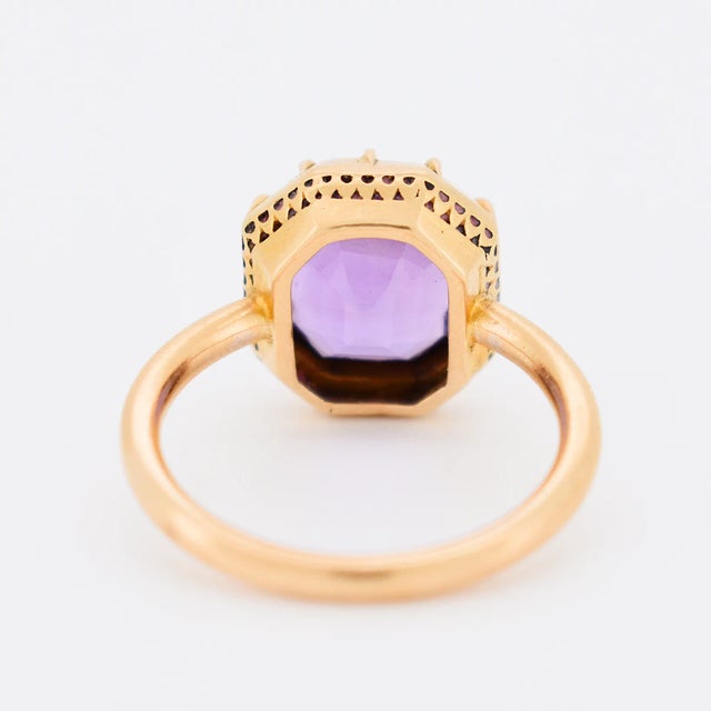 Metal Gold and Amethyst Ring Circa 1850, Size 6.5 For Sale - Image 7 of 7