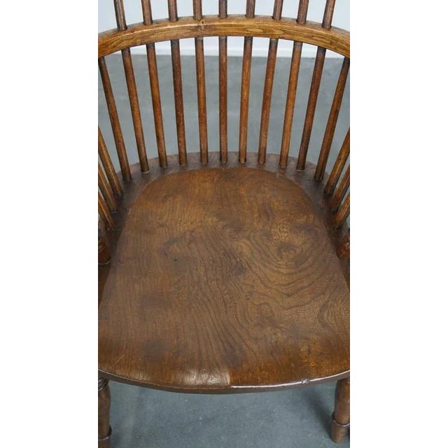 Brown English Windsor Stickback Chairs in Elm, Set of 4 For Sale - Image 8 of 18