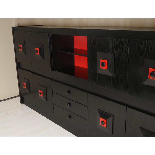 Vintage Brutalist Belgian Black and Red Cabinet, 1960 For Sale - Image 12 of 13