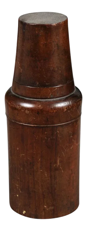 Late 19th Century French Treenware Bottle With Conic Lid Serving as a Cup