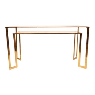 Modern Brass-Plated Two-Tier Desk For Sale