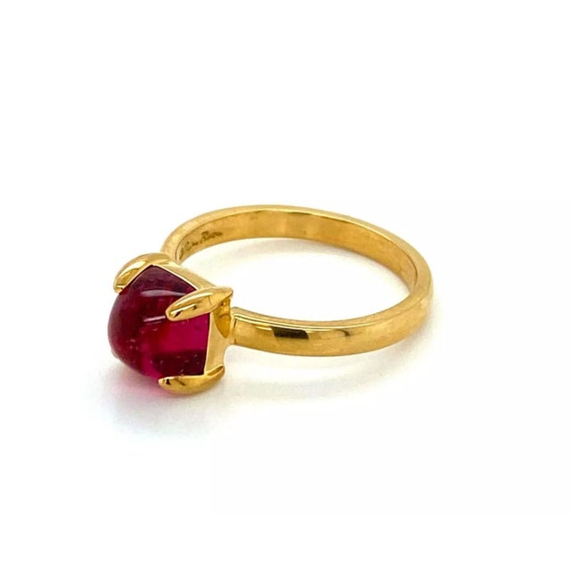 Late 20th Century Tiffany & Co. Picasso Rubellite Sugar Stacks 18k Yellow Gold Ring - Size 4 For Sale - Image 5 of 9