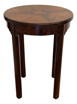 Antique Flame Mahogany Inlaid Round Side Table